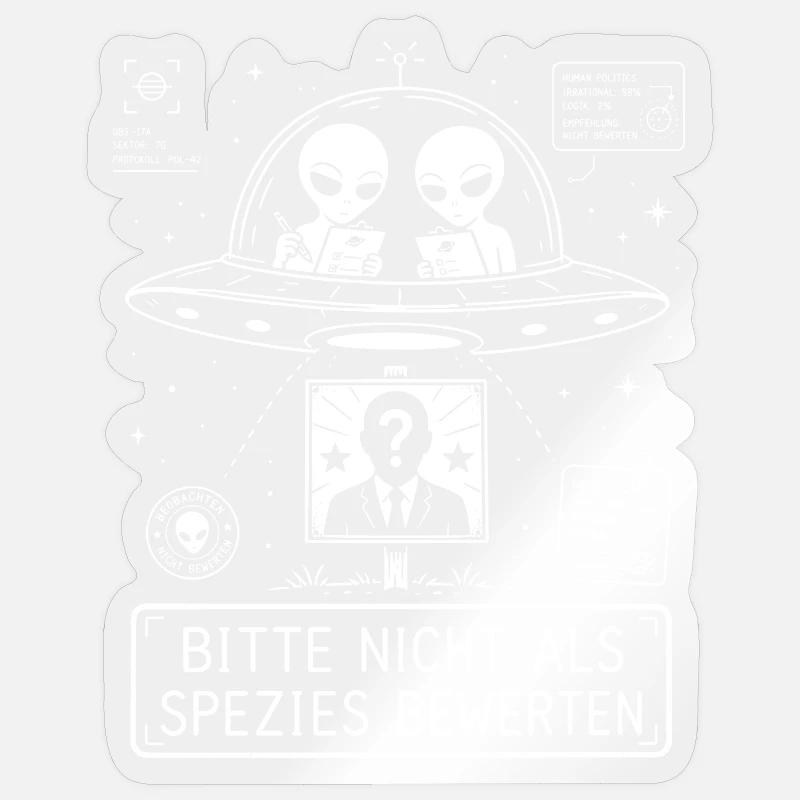 Bitte nicht als Spezies bewerten - Sticker Größe S (10 x 10 cm) - Transparent glänzend