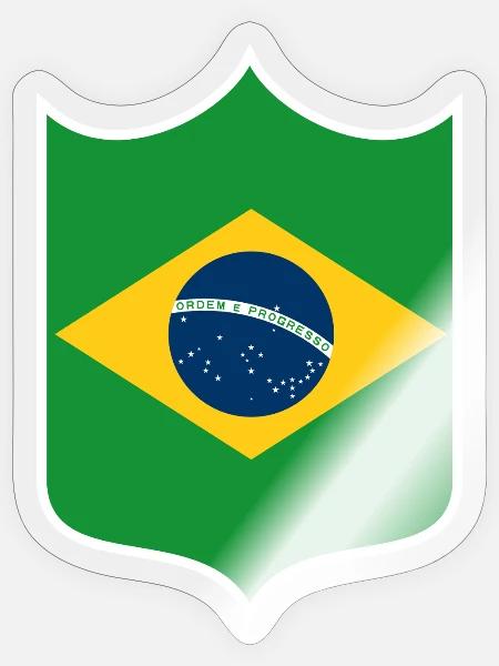 Brasilien Flagge Wappen - Sticker Größe S (10 x 10 cm) - Transparent glänzend