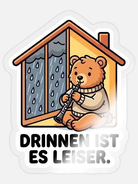 Oboe Oboist Bär Holzblasinstrument T-Shirt - Sticker Größe S (10 x 10 cm) - Transparent glänzend
