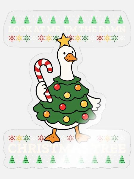 Schau mich an, ich bin der verdammte Weihnachtsbaum - Sticker Größe S (10 x 10 cm) - Transparent glänzend