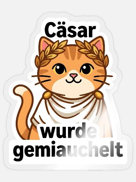 Geschichtslehrer Cäsar Katze - Historiker Geschenk - Sticker Größe S (10 x 10 cm) - Transparent glänzend