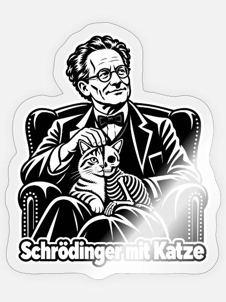 Schrödingers Katze - Sticker Größe S (10 x 10 cm) - Transparent glänzend