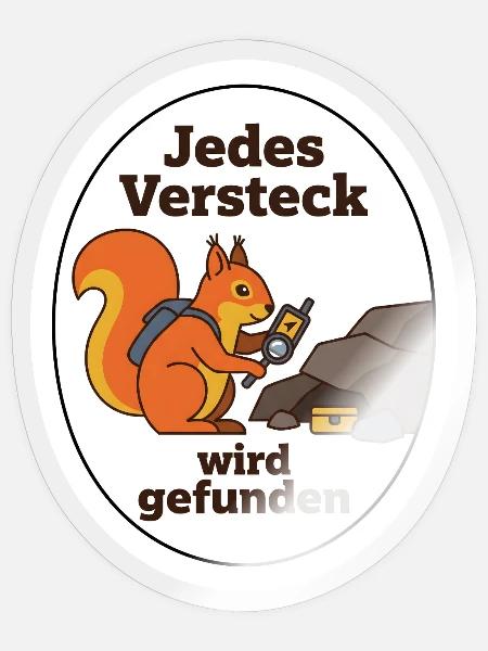 Geocaching Eichhörnchen Cache Schatz Geschenk - Sticker Größe S (10 x 10 cm) - Transparent glänzend