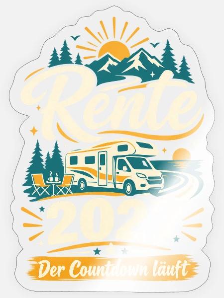 Rente 2027 Wohnmobil Ruhestand Camper Geschenk - Sticker Größe S (10 x 10 cm) - Transparent glänzend