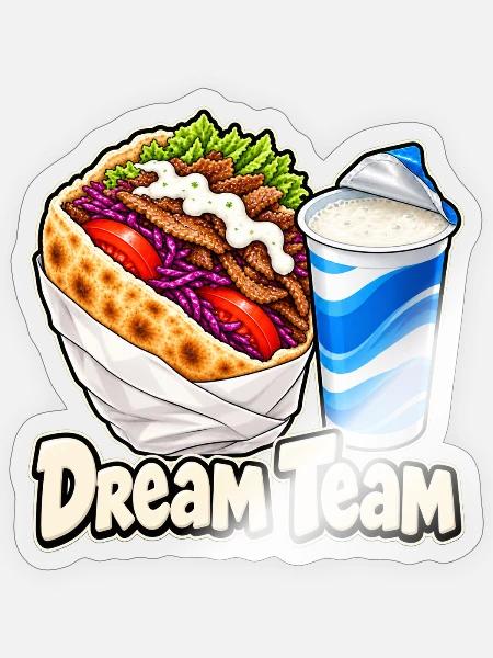 Döner und Ayran - Sticker Größe S (10 x 10 cm) - Transparent glänzend