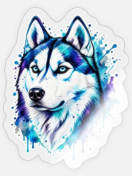 Husky - Sticker Größe S (10 x 10 cm) - Transparent glänzend