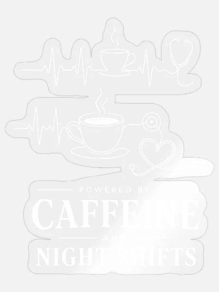Kaffee Power Nachtshifts Illustration - Sticker Größe S (10 x 10 cm) - Transparent glänzend