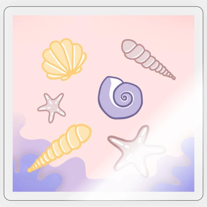 Pastel Sea Shells Starfish Sticker size S (10 x 10 cm)