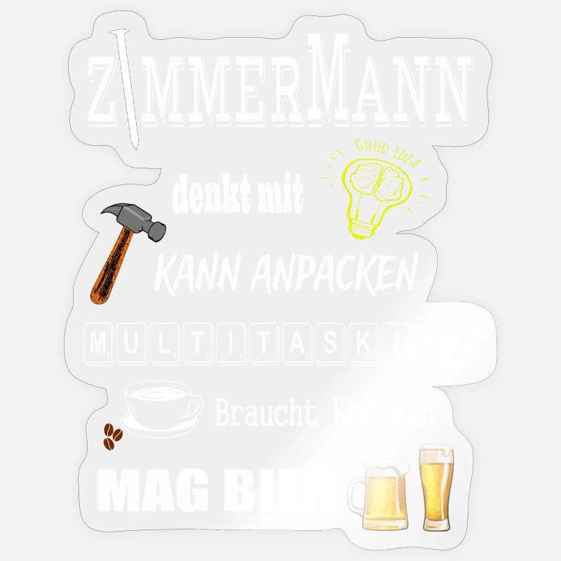 Zimmermann - Sticker Größe S (10 x 10 cm) - Transparent glänzend