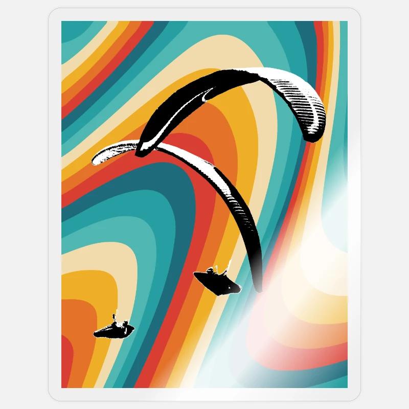 Paragliding Retro Thermalling - Sticker size S (10 x 10 cm) - transparent glossy
