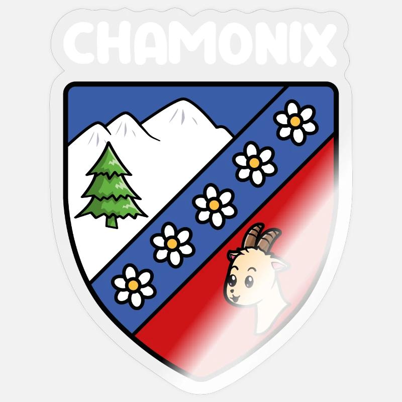 Drapeau Mignon Chamonix Mont Blanc Haute Savoie - Sticker taille S (10 x 10 cm) - brillant transparent