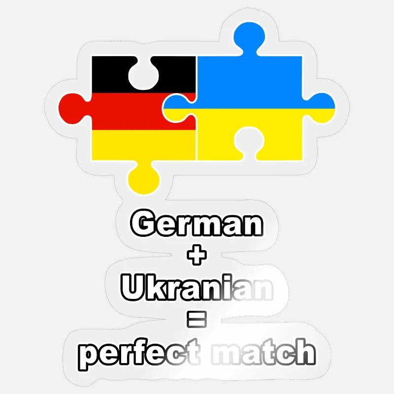 German Ukranian Puzzle - Sticker Größe S (10 x 10 cm) - Transparent glänzend