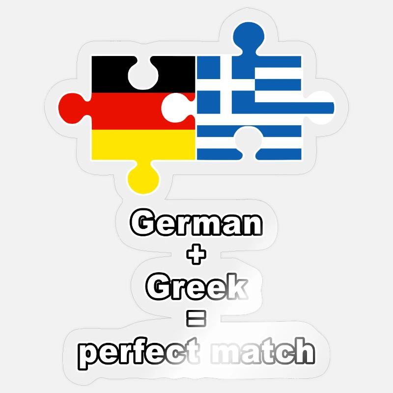 Puzzle grec allemand - Sticker taille S (10 x 10 cm) - brillant transparent