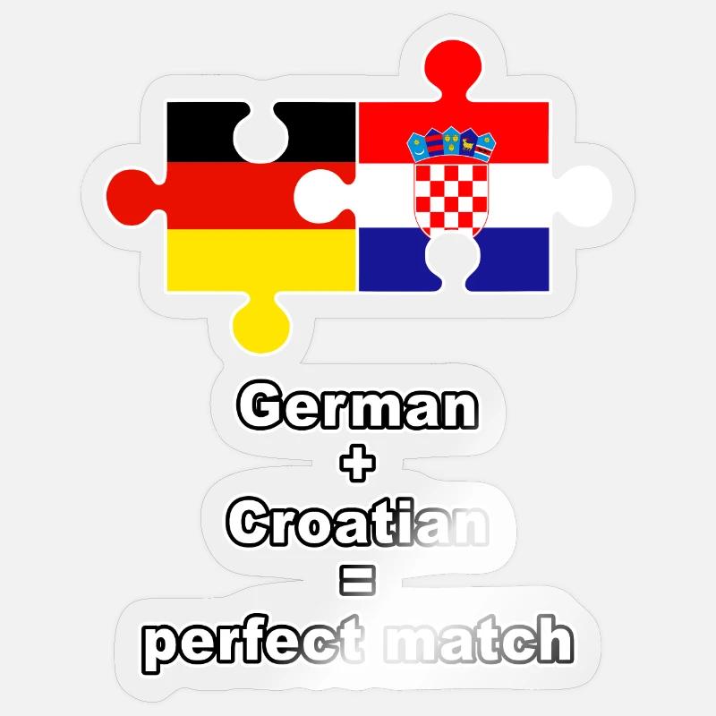 Puzzle germano-croate - Sticker taille S (10 x 10 cm) - brillant transparent