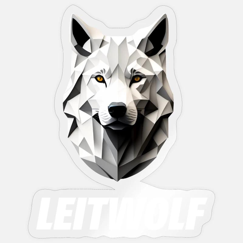 weißer Wolfskopf Leitwolf Sticker Größe S (10 x 10 cm)