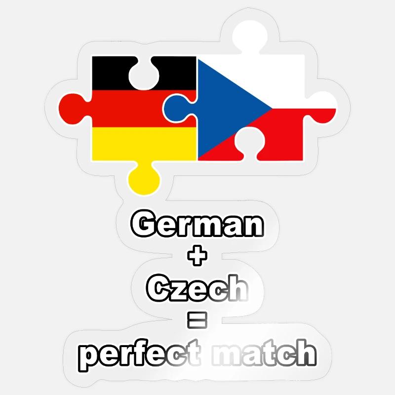 German Czech Puzzle - Sticker Größe S (10 x 10 cm) - Transparent glänzend