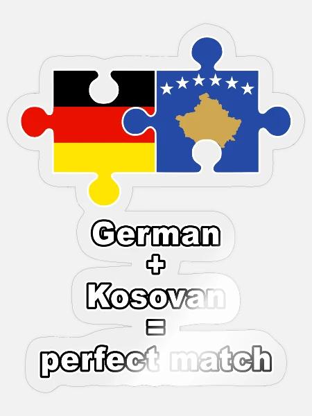 German Kosovan Puzzle - Sticker Größe S (10 x 10 cm) - Transparent glänzend