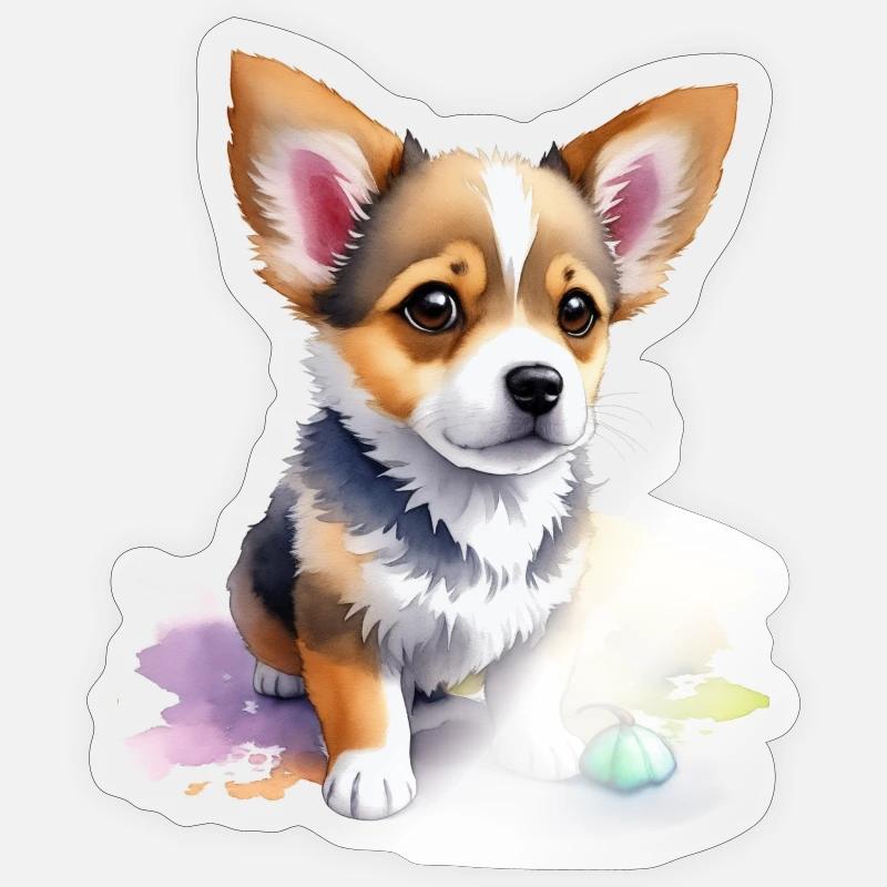 chien mignon - Sticker taille S (10 x 10 cm) - brillant transparent