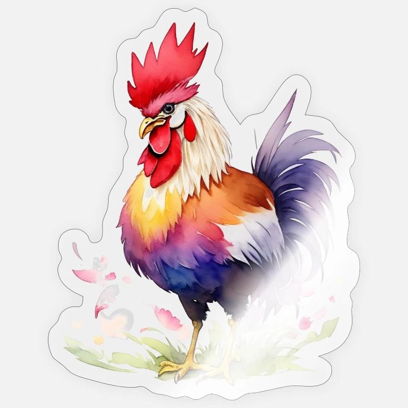 Stolzer Hahn - Sticker Größe S (10 x 10 cm) - Transparent glänzend