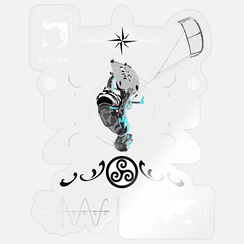 Kiteboarder - Sticker taille S (10 x 10 cm) - brillant transparent