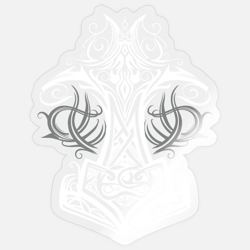 Thors Hammer Mjolnir Wikinger Symbol - Sticker Größe S (10 x 10 cm) - Transparent glänzend