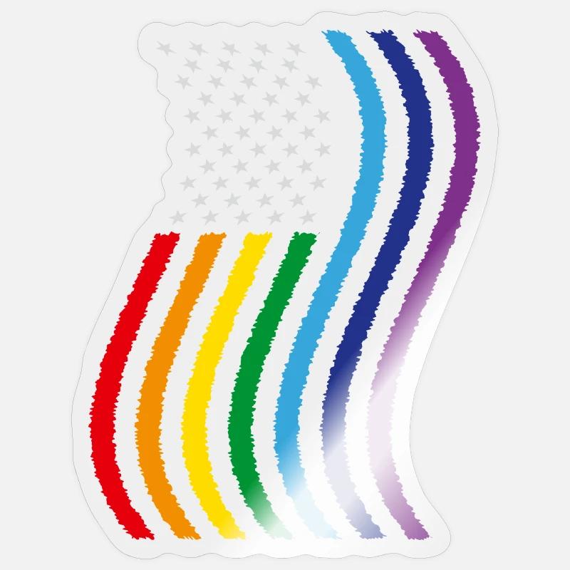 USA Rainbow Flag - Sticker size S (10 x 10 cm) - transparent glossy