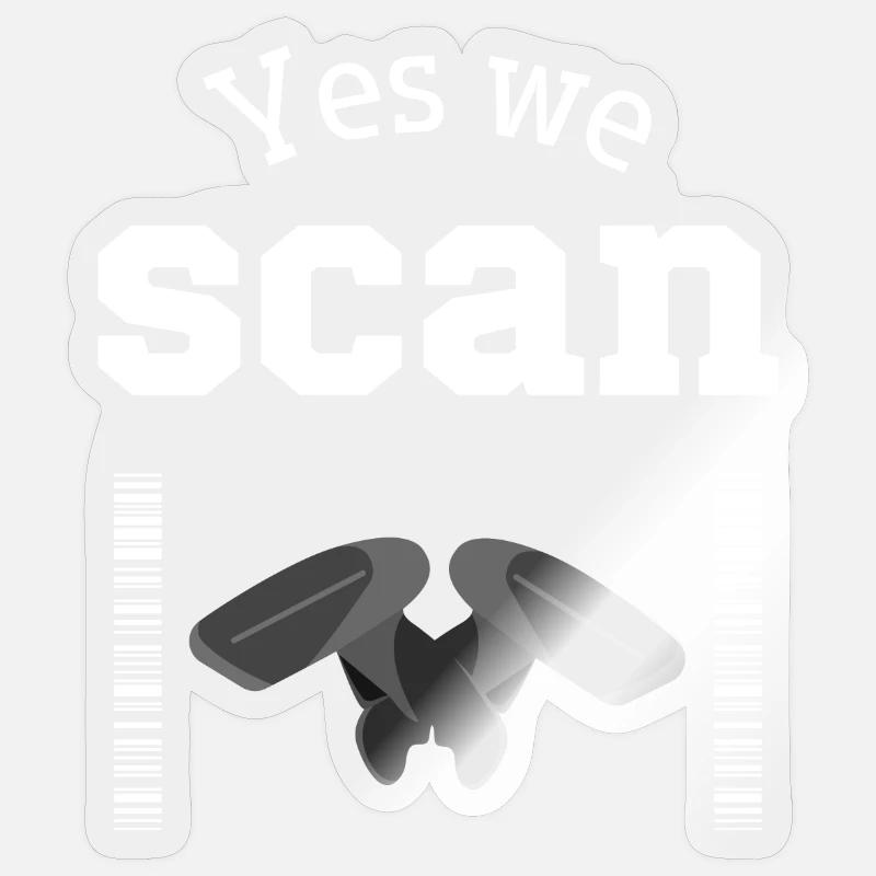 Yes we scan, Scanner, Barcode - Sticker size S (10 x 10 cm) - transparent glossy