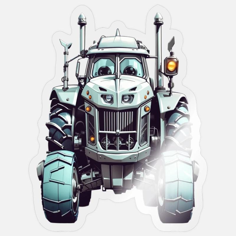 Traktor mit Augen - Sticker Größe S (10 x 10 cm) - Transparent glänzend