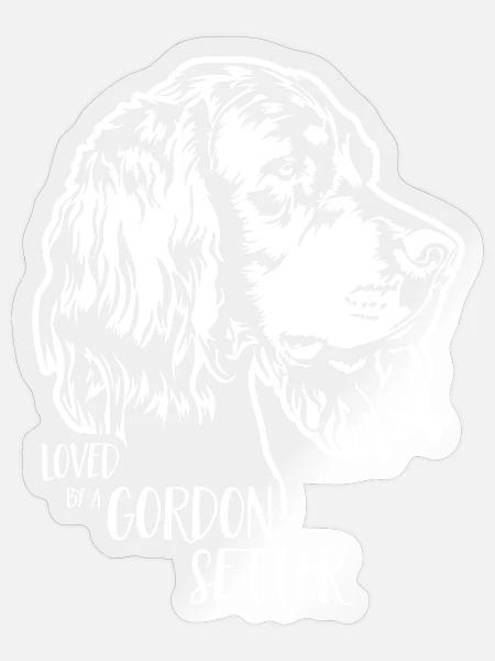 Loved by a Gordon Setter Hundespruch Hund Wilsigns - Sticker Größe S (10 x 10 cm) - Transparent glänzend