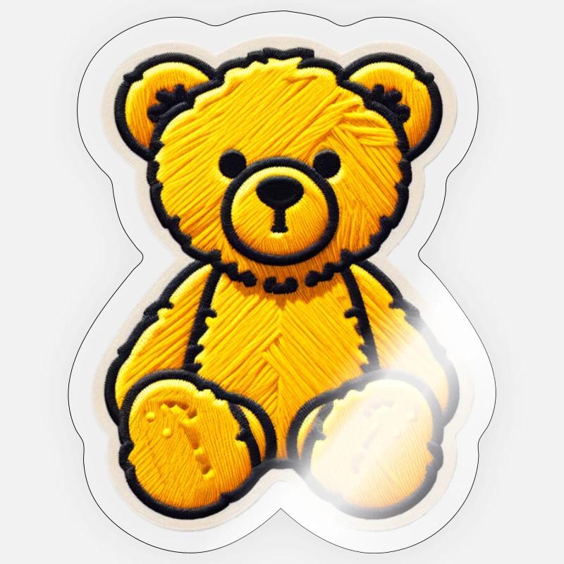 Leuchtender Teddy Patch Stickerei - Sticker Größe S (10 x 10 cm) - Transparent glänzend