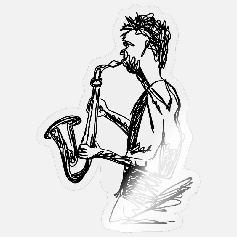 saxophone - Sticker size S (10 x 10 cm) - transparent glossy