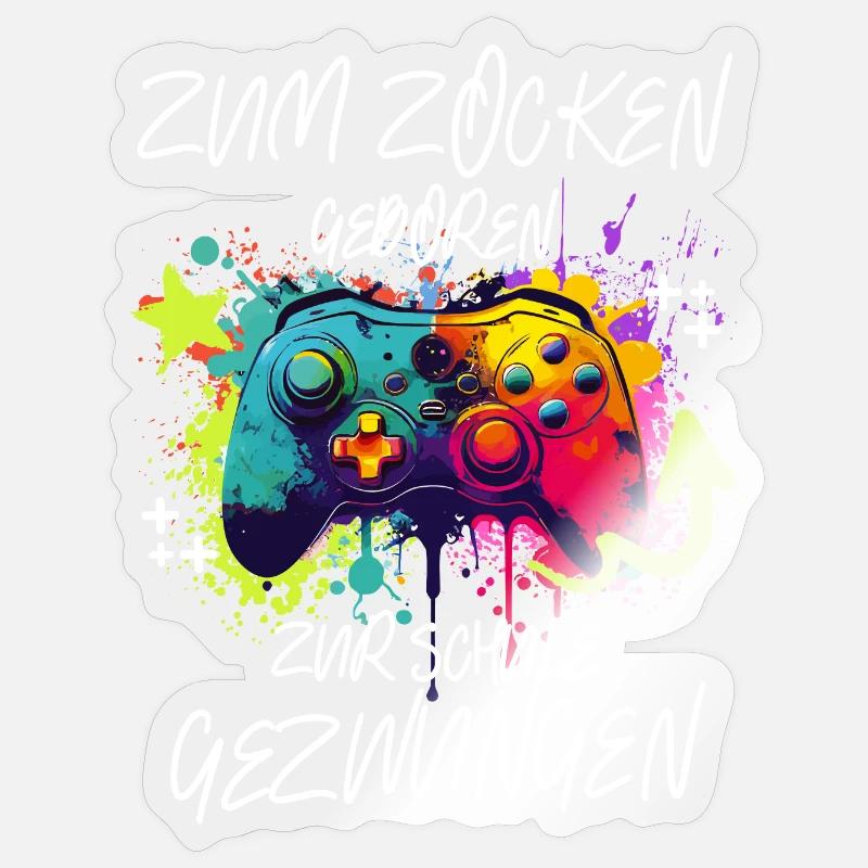 Farbenfroher Controller Gaming Print Pro Gamer - Sticker Größe S (10 x 10 cm) - Transparent glänzend