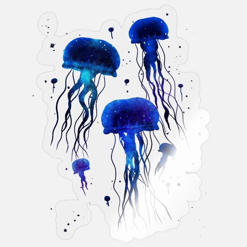 Méduse de l’espace aquarelle Sticker taille S (10 x 10 cm)