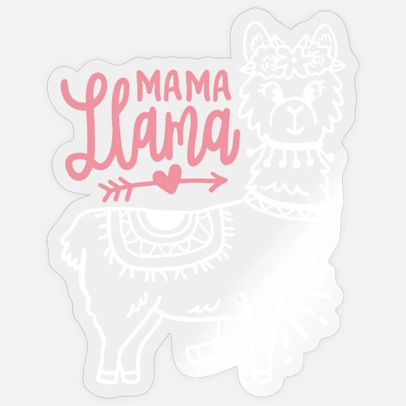 Lama Mama Muttertag - Sticker Größe S (10 x 10 cm) - Transparent glänzend