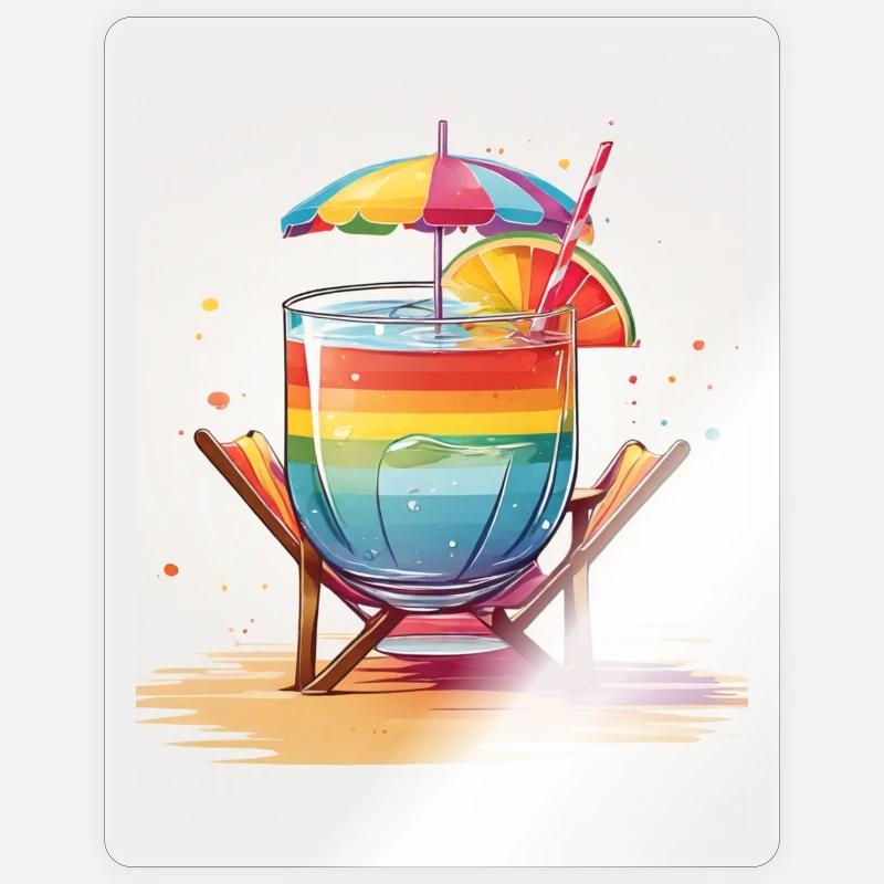 Rainbow Cocktail - Sticker size S (10 x 10 cm) - transparent glossy