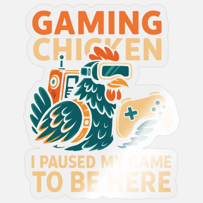 Gaming Chicken mit Controller - Sticker Größe S (10 x 10 cm) - Transparent glänzend