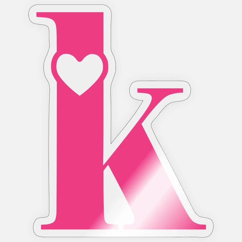 Buchstabe k Anfangsbuchstabe mit Herz Sticker Größe S (10 x 10 cm)