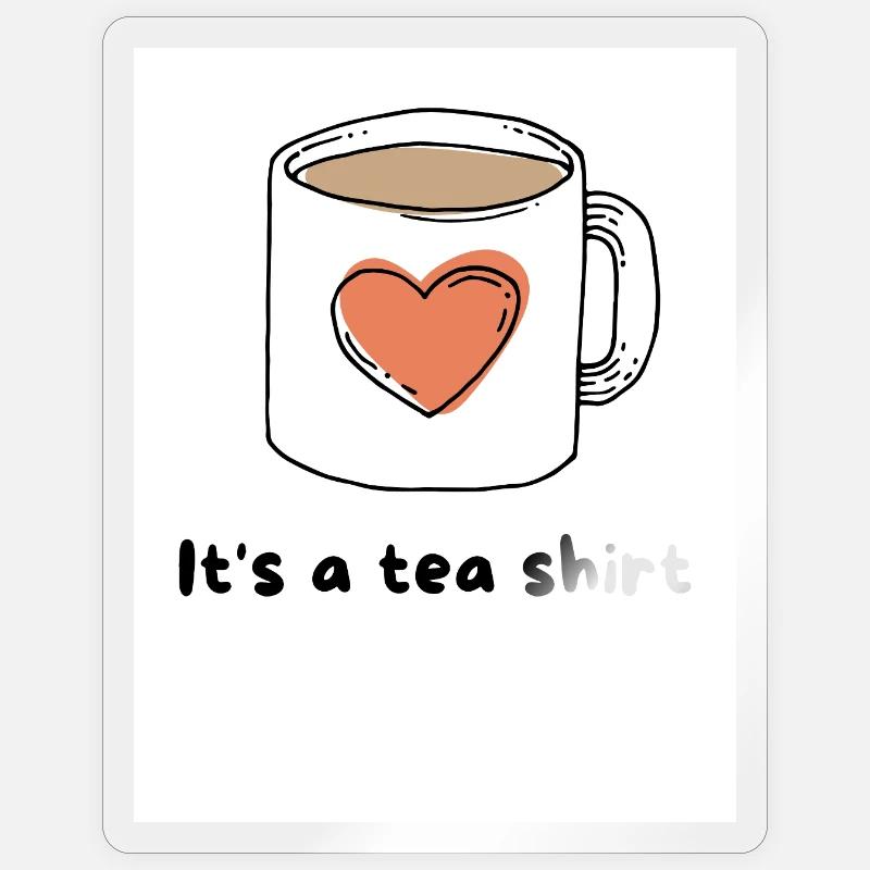Herz Kaffeebecher Tee Shirt Design - Sticker Größe S (10 x 10 cm) - Transparent glänzend