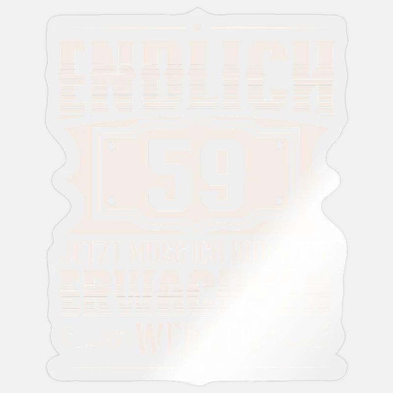 59e anniversaire - Sticker taille S (10 x 10 cm) - brillant transparent