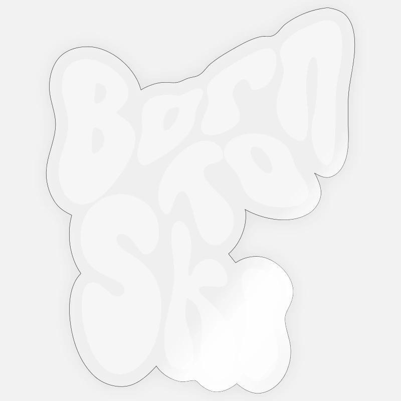 Né pour skier - Winter Design - Sticker taille S (10 x 10 cm) - brillant transparent