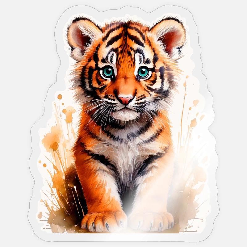 Kleiner Tiger - Sticker Größe S (10 x 10 cm) - Transparent glänzend