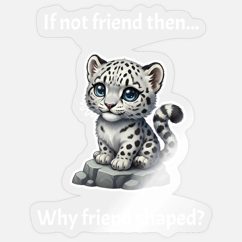 Schneeleopard in Freundschaftsform - Sticker Größe S (10 x 10 cm) - Transparent glänzend