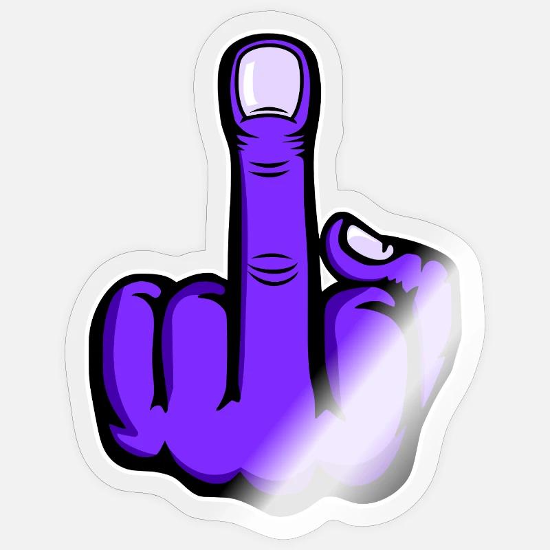 Mittelfinger_Lila - Sticker Größe S (10 x 10 cm) - Transparent glänzend