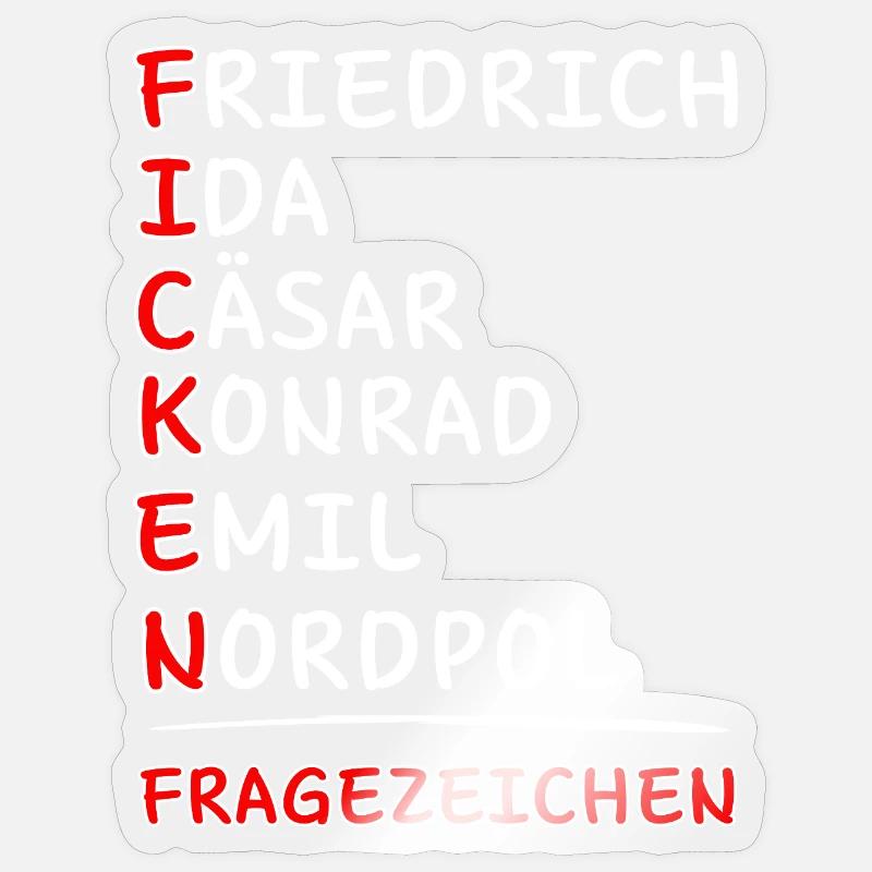 Funkalphabet-Friedrich Ida Caesar Kaufmann Emil... - Sticker size S (10 x 10 cm) - transparent glossy