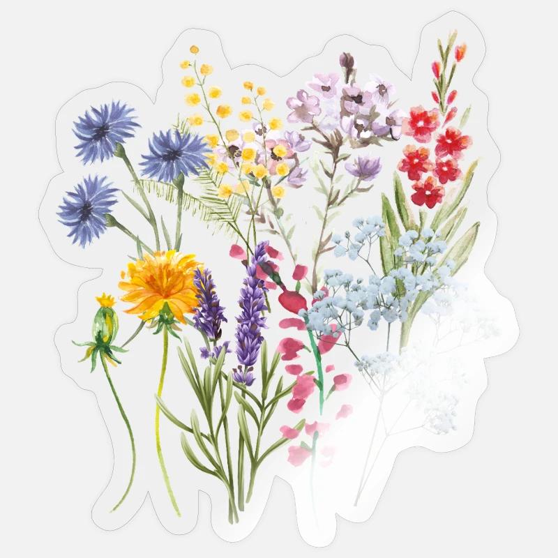 Prairie d’été pour le cœur - Sticker taille S (10 x 10 cm) - brillant transparent