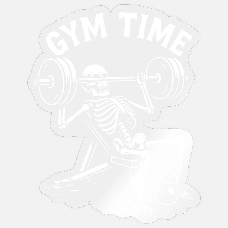 Gym Time Skeleton Lifter - Sticker Größe S (10 x 10 cm) - Transparent glänzend