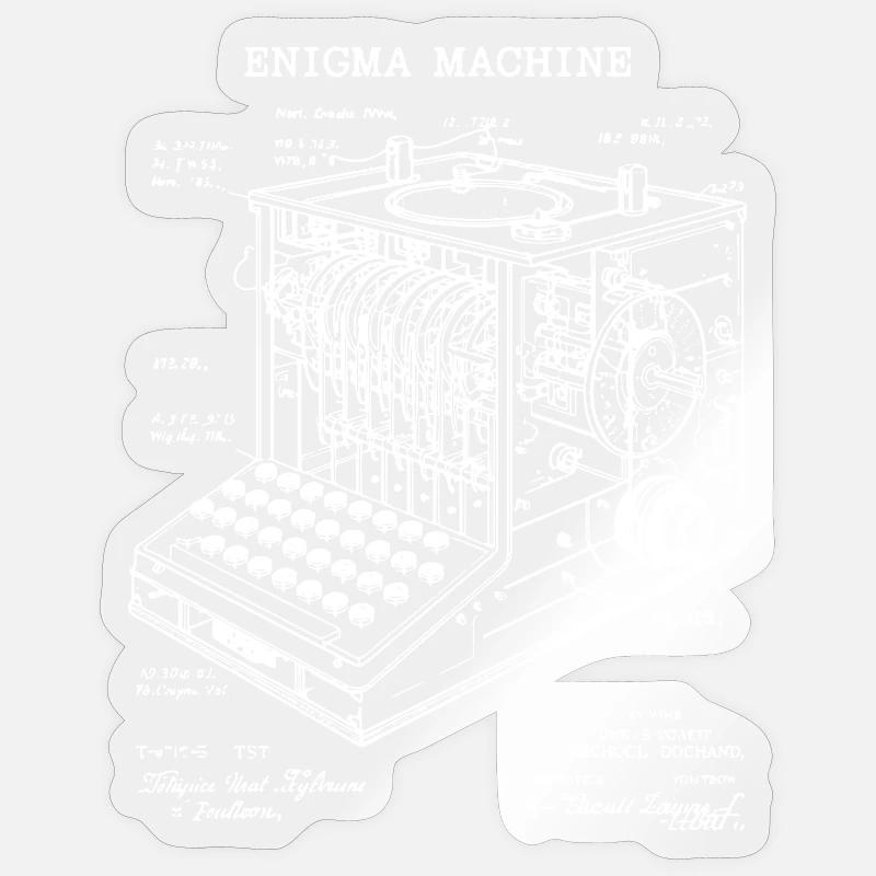 Enigma Machine Blueprint - Sticker size S (10 x 10 cm) - transparent glossy