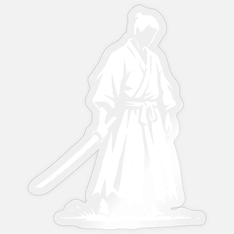 Trauriger Ronin Samurai Krieger  - Sticker Größe S (10 x 10 cm) - Transparent glänzend