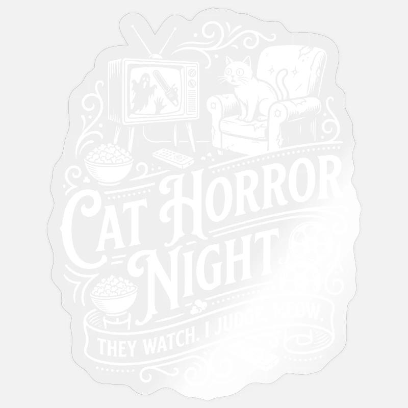 Cat Horror Night - Sticker Größe S (10 x 10 cm) - Transparent glänzend