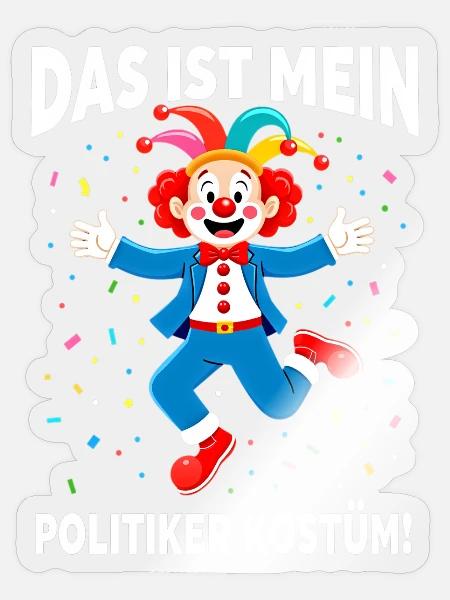 Karneval Kostüm Politiker Fasching Fastnacht - Sticker Größe S (10 x 10 cm) - Transparent glänzend